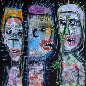 TRIPLE THREAT Original 20x20 Inch Painting